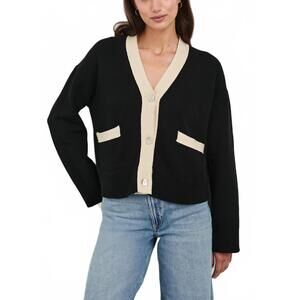 NEW RAILS geneva cardigan in black/ivory